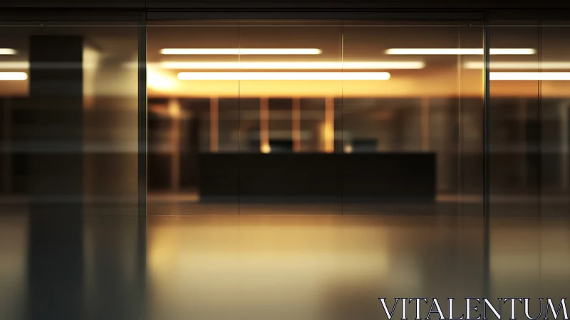After hours lobby glow in a glass-smooth corporate hush.