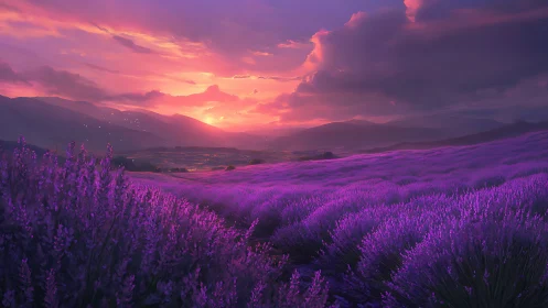 Lavender horizons under radiant magenta sunset sky.