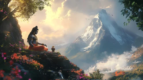 Serene mountain meditation welcomes quiet reflection and peace