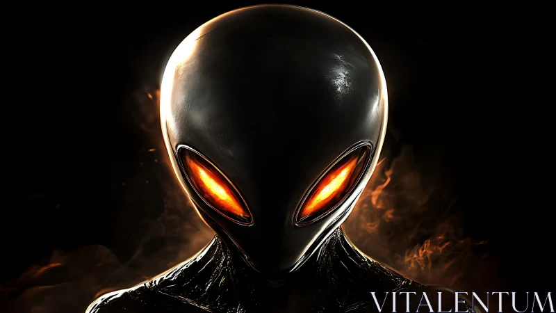 Molten-eyed alien portrait uses chiaroscuro and specular highlights