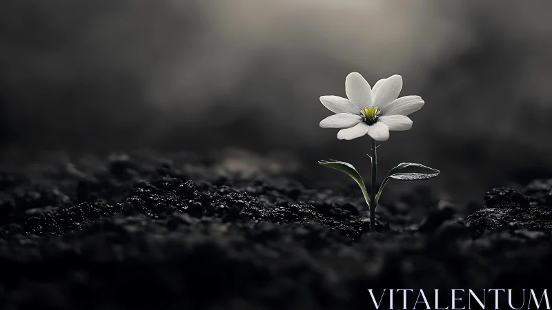 Solitary Bloom: Hope's Defiant Whisper in Darkness.