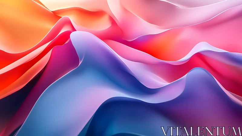 Digital gradient drapery with fluid abstract surface design.