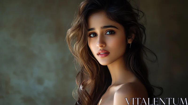 Portrait captures luminous gaze in soft rim lighting.