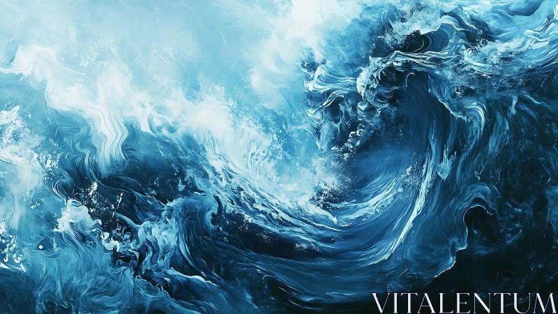 Abstract blue fluid vortex with layered turbulent motion.