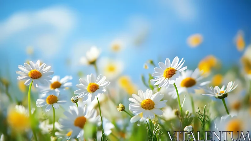 Shallow Depth Field Daisy Meadow With Chromatic Separation