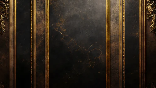 Dark marble wall panels glow with ornate gold trim.