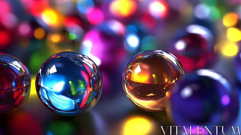 Shimmering glass marbles glow in a soft rainbow of color