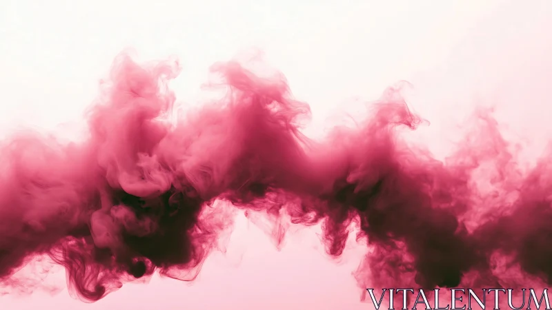 Rose colored ink clouds drift softly across pale light