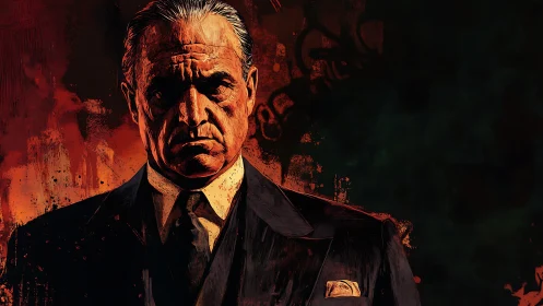 Commanding older man stands in bold, dramatic portrait light