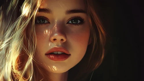 Soft light on a thoughtful digital portrait of quiet wonder.