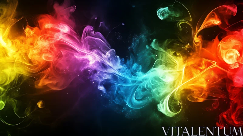 Prismatic nebulae colliding in a ribbon of electric color.