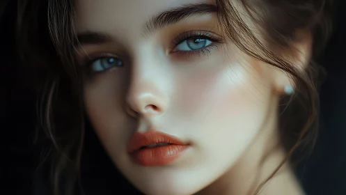 Hyperreal digital portrait with shallow-depth facial focus.