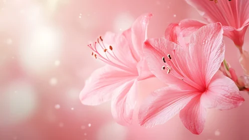 Delicate Pink Blossoms Dance in Soft Light.