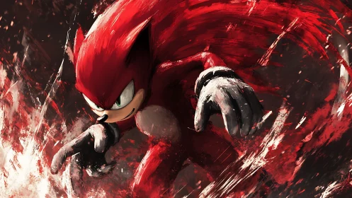 Scarlet speed demon slices through a storm of painted fury.