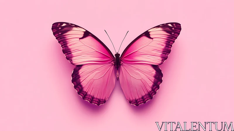 High-contrast pink butterfly with symmetric wing venation on flat background