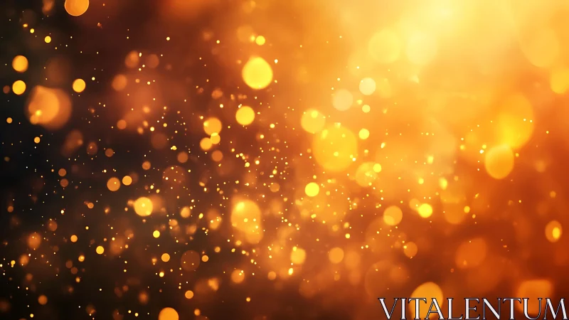 Golden bokeh particles in warm glowing abstract light field.