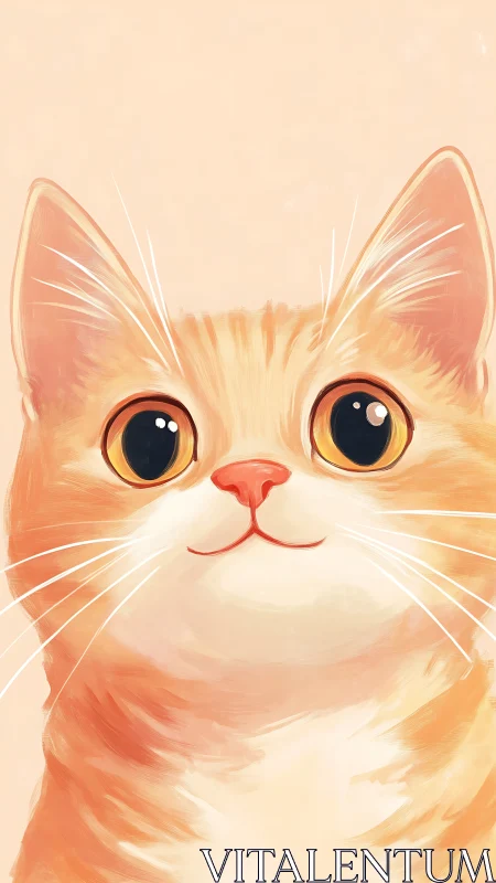 Bright-Eyed Orange Cat Portrait with Gentle Expression.