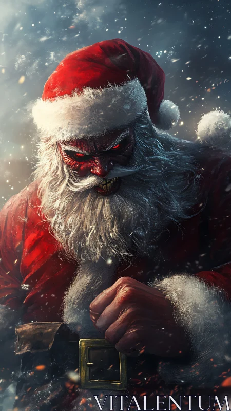 Sinister Santa portrait rendered in dramatic digital realism