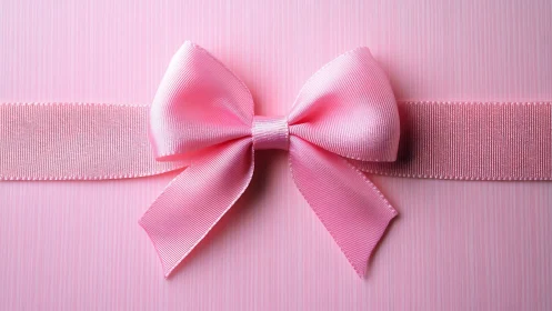 Pink Ribbon Bow on Textured Background