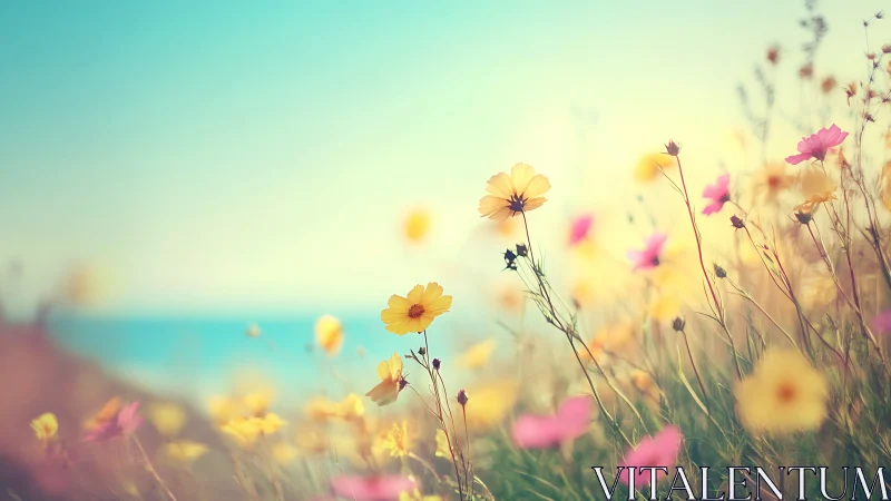 Floral Depth Field Composition: Shallow Focus Cosmos at Golden Hour.