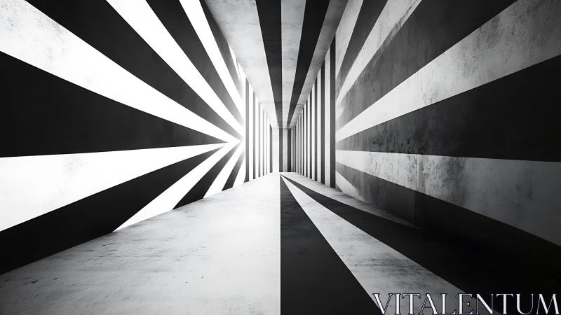 Bold striped hallway inviting you into playful perspective.