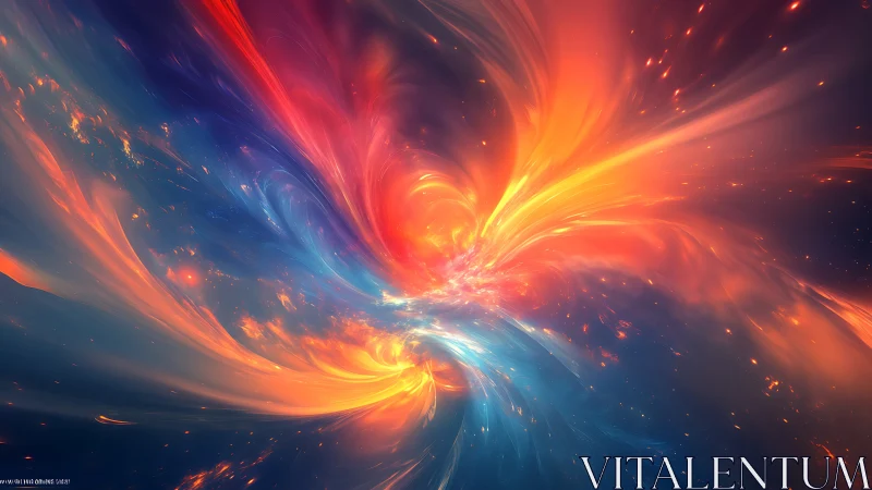 Digital painting of cosmic nebula vortex with radiant motion blur.