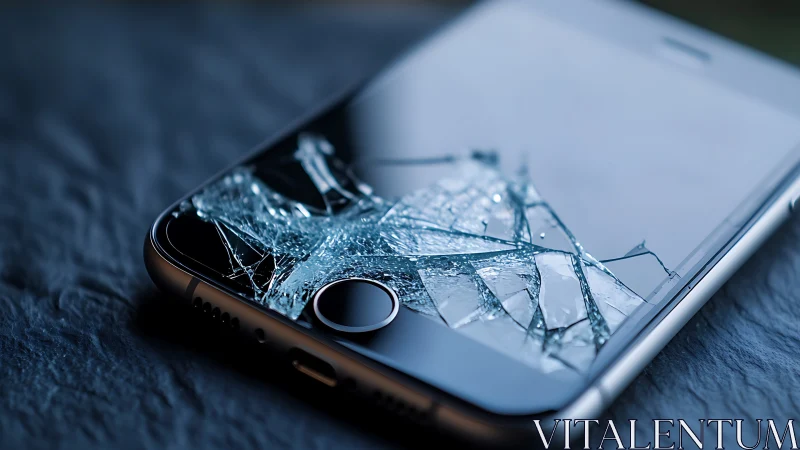 Macro close-up captures cracked smartphone glass with sharp clarity