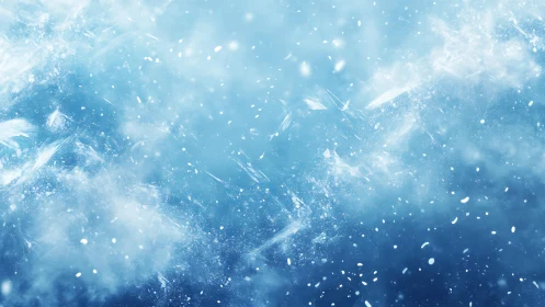 Abstract winter snowstorm background in cool blue and white tones.