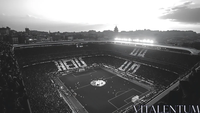 Sunlit stadium crowd sharing electric matchday magic.