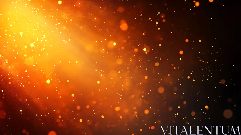 Golden bokeh particles drifting through warm abstract light.