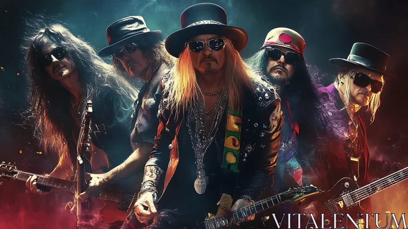 Leather-clad rock sorcerers ignite a neon storm of sound.