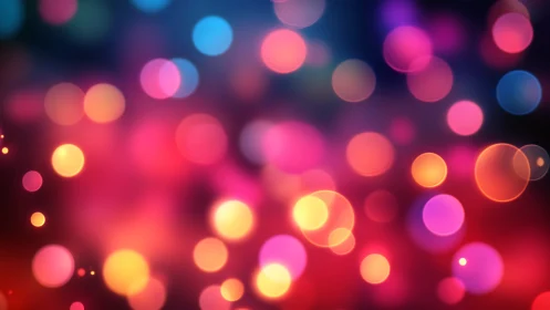 Defocused multicolored bokeh light circles on dark field.
