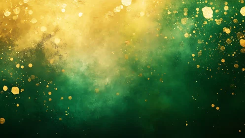 Gilded emerald mist where drifting stardust quietly gathers.