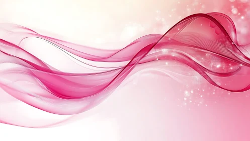 Pink abstract wave lines on soft gradient background.