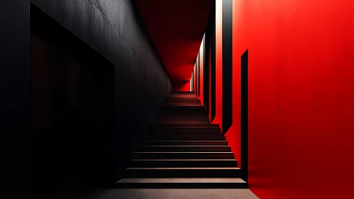 Crimson Passage: A Stairway into Geometric Fire.