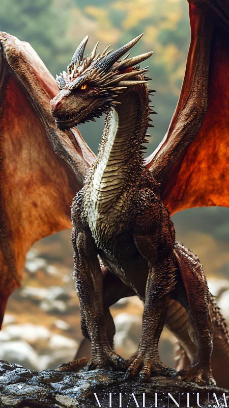 Stoic valley dragon basking in warm golden daylight.