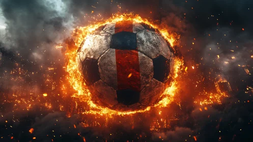 Inferno matchball blazing through a storm of molten sparks.