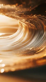 Sunlit liquid tunnel curls into molten-honey stillness