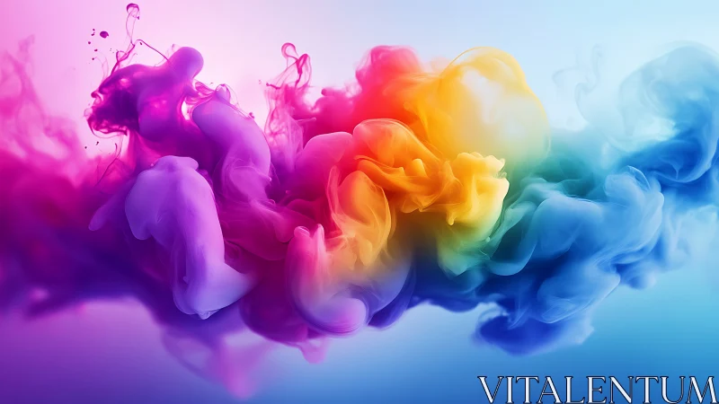Multicolor volumetric ink clouds in gradient chromatic vapor field