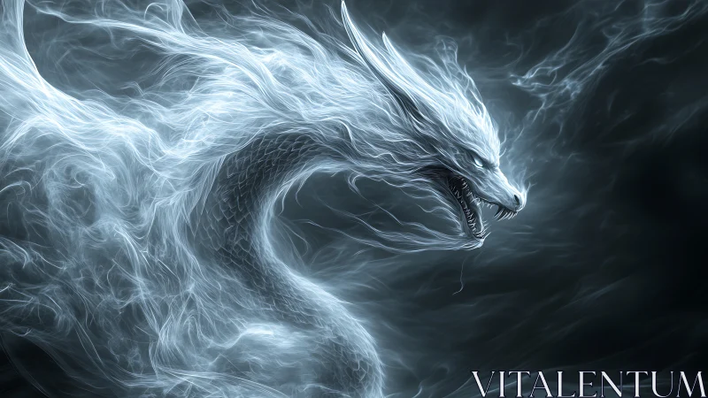 Spectral ice dragon formed from swirling ethereal mist.