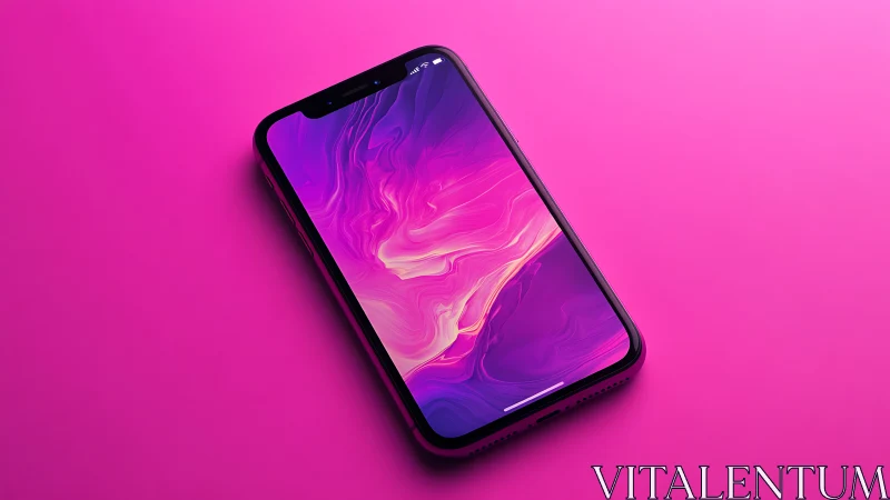 Vibrant Digital Wallpaper on Black Smartphone.