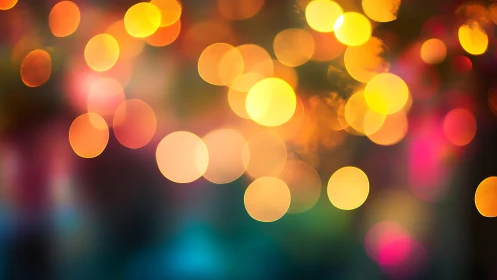 Vibrant golden and pink bokeh lights in dreamy abstract style.