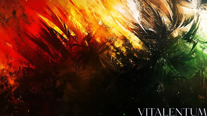 Color storms collide as burning petals slice through shadow