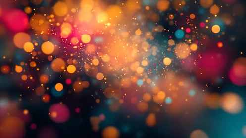 Vibrant abstract bokeh lights in warm tones, digital art style.