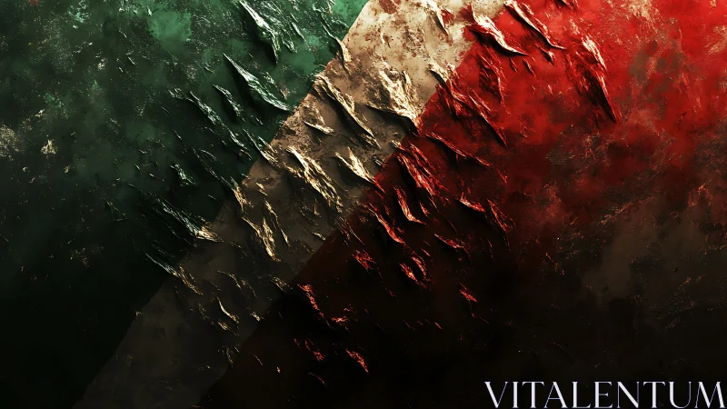 Rugged tricolor texture tells a dramatic story in paint