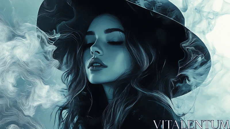 Smoke-kissed sorceress drifts between hush and moonlight