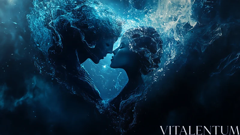 Water's Embrace: Two Souls Meet in Liquid Light.