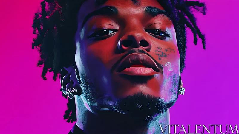 Digital portrait of a person in close-up against gradient background