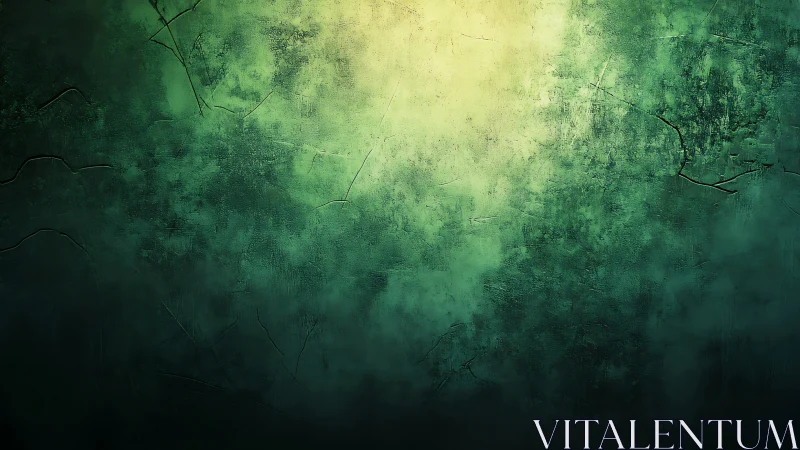 Textured emerald wall gradient with cracked light bloom.