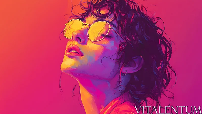 Digital portrait shows side profile figure in tinted glasses